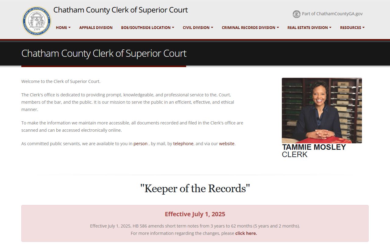 Chatham County Clerk of Superior Court divorce decree records portal in Savannah
